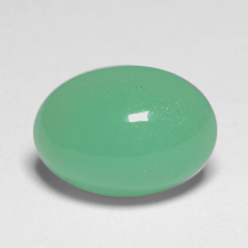 Crisoprasio naturale verde da 5,45 ct, taglio ovale, traslucido