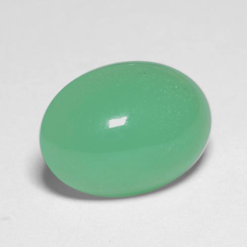 Crisoprasio naturale verde da 5,45 ct, taglio ovale, traslucido