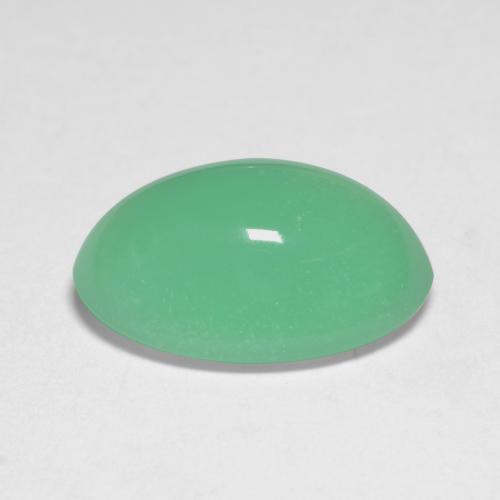 Crisoprasio naturale verde da 5,45 ct, taglio ovale, traslucido