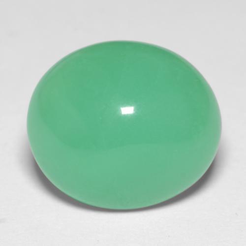 Crisoprasio naturale verde da 6,56 ct, taglio ovale, traslucido