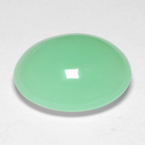 Crisoprasio Verde Menta Chiaro naturale da 7.31 ct, Taglio ovale, Traslucido