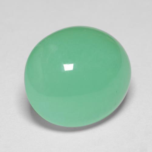 Crisoprasio Verde felce chiaro naturale da 6.31 ct, Taglio ovale, Traslucido
