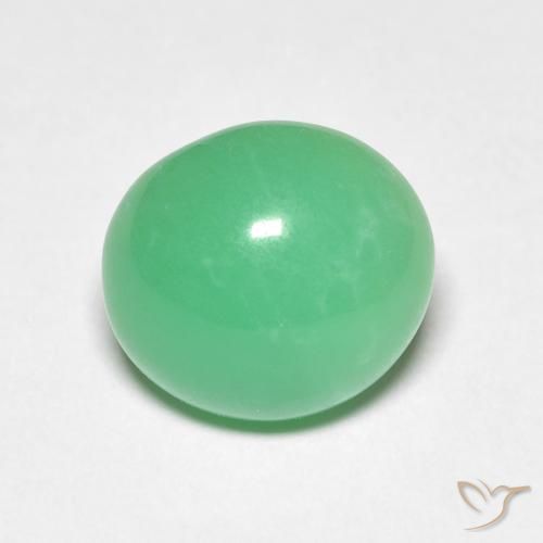 Crisoprasio naturale verde da 3,38 ct, taglio ovale, opaco