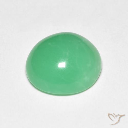 Crisoprasio naturale verde da 3,38 ct, taglio ovale, opaco