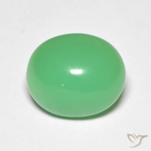 Crisoprasio naturale verde da 5,20 ct, taglio ovale, opaco