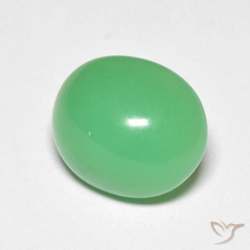 Crisoprasio naturale verde da 5,20 ct, taglio ovale, opaco