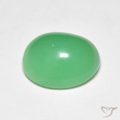 Crisoprasio naturale verde da 5,20 ct, taglio ovale, opaco