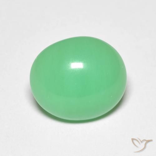 Crisoprasio naturale verde da 4,02 ct, taglio ovale, opaco