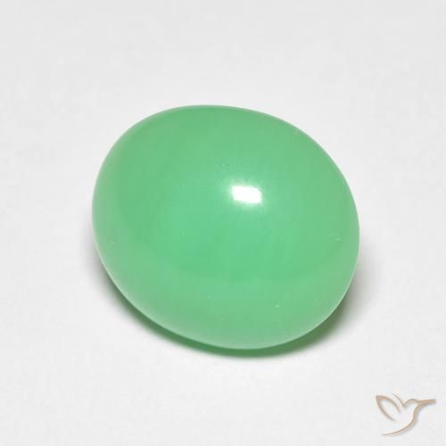 Crisoprasio naturale verde da 4,02 ct, taglio ovale, opaco