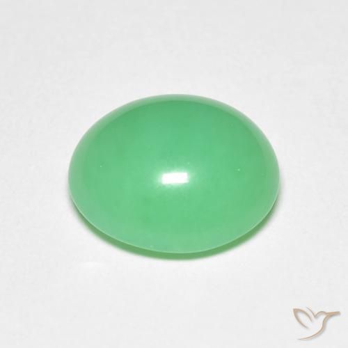 Crisoprasio naturale verde da 4,02 ct, taglio ovale, opaco