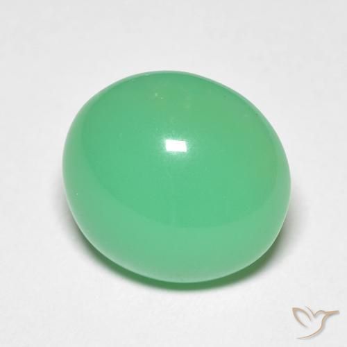 Crisoprasio naturale verde da 5,50 ct, taglio ovale, opaco