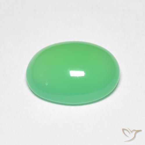 Crisoprasio Verde chiaro naturale da 3.71 ct, Ovale, Traslucido