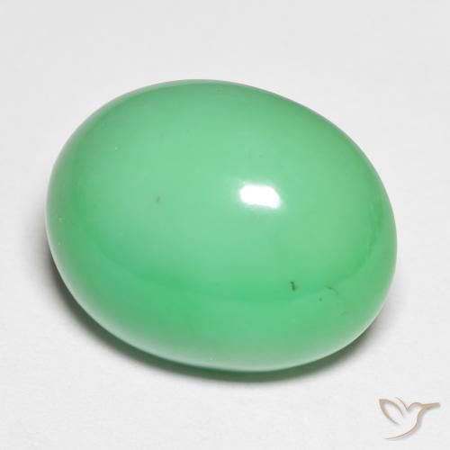 Crisoprasio naturale verde da 15,90 ct, taglio ovale, opaco