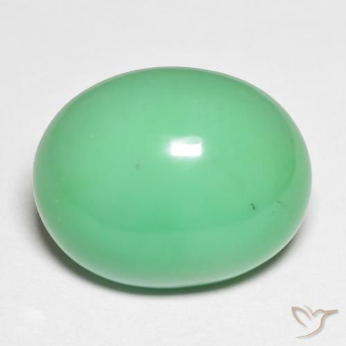 Crisoprasio naturale verde da 15,90 ct, taglio ovale, opaco