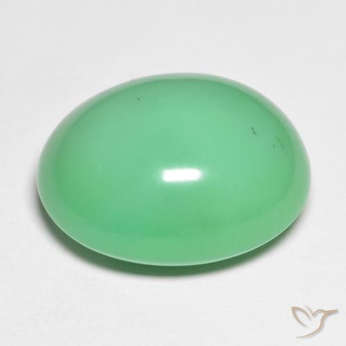 Crisoprasio naturale verde da 15,90 ct, taglio ovale, opaco