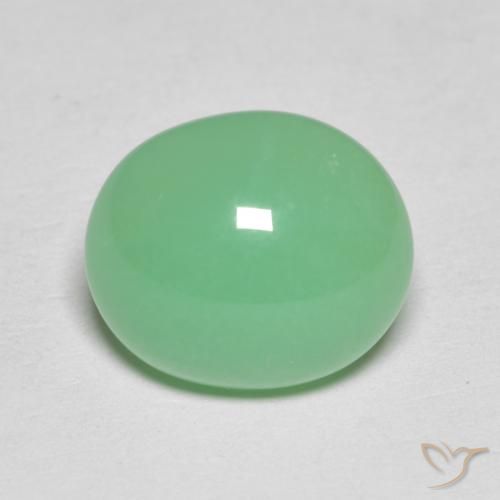 4.25ct Naturale Verde giallastro pallido Crisoprasio, Ovale, Opaco