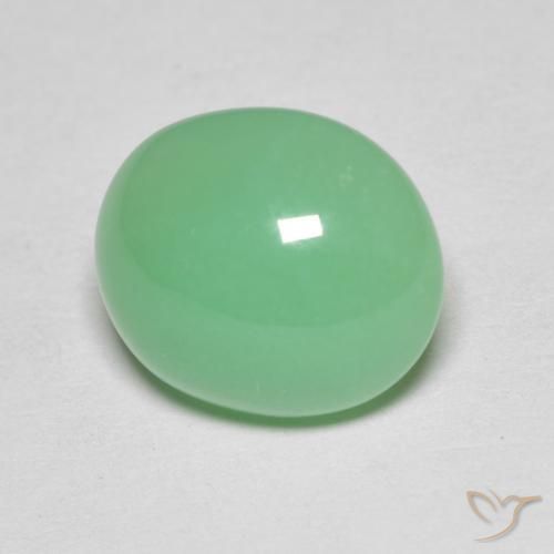 Crisoprasio Verde giallastro pallido naturale da 4.25 ct, Ovale, Opaco