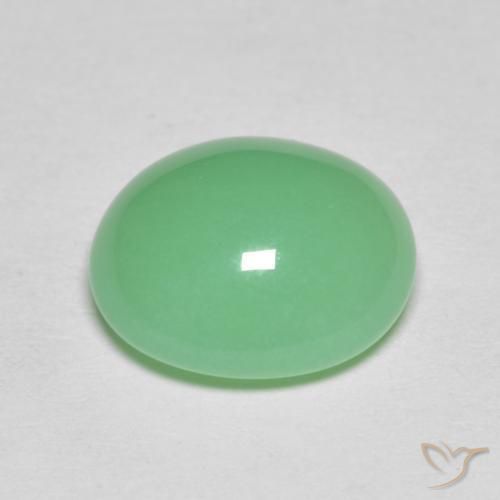 Crisoprasio Verde giallastro pallido naturale da 4.25 ct, Ovale, Opaco