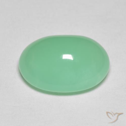 Crisoprasio verde felce chiaro naturale da 4,97 ct, taglio ovale, opaco