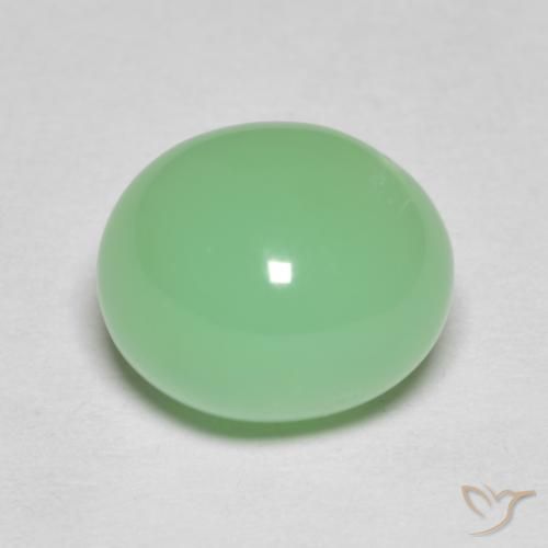 Crisoprasio naturale verde da 4,85 ct, taglio ovale, opaco