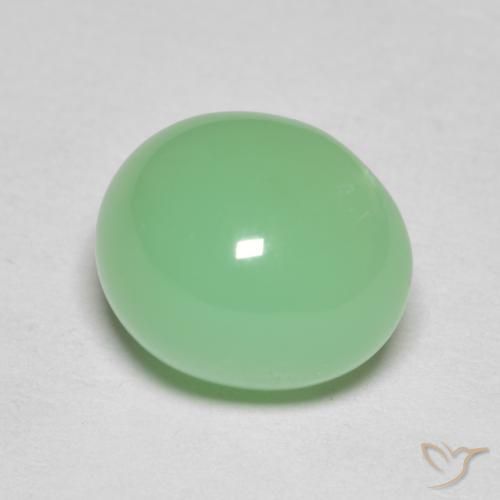 Crisoprasio naturale verde da 4,85 ct, taglio ovale, opaco