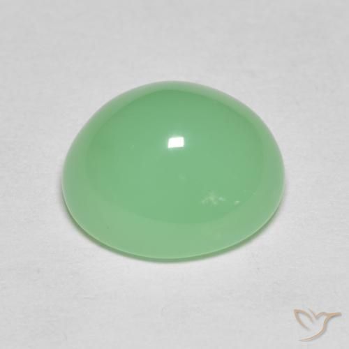 Crisoprasio naturale verde da 4,85 ct, taglio ovale, opaco