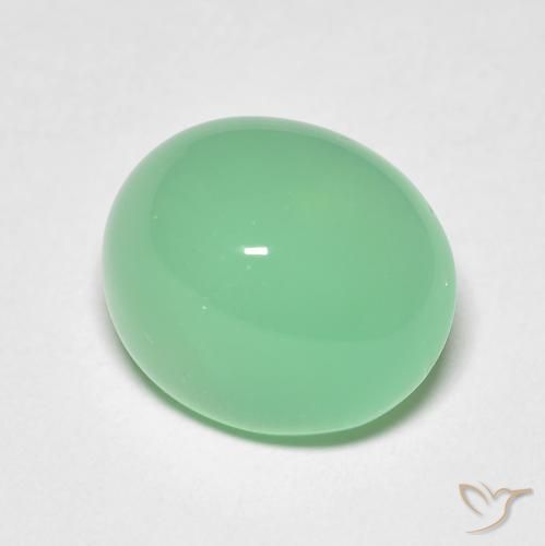 Crisoprasio Verde chiaro naturale da 6.15 ct, Taglio ovale, Traslucido