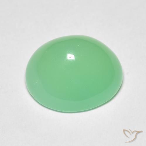 Crisoprasio Verde chiaro naturale da 6.15 ct, Taglio ovale, Traslucido