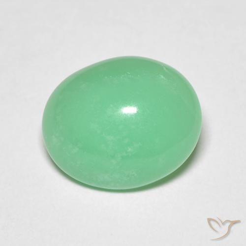 Crisoprasio naturale verde da 3,34 ct, taglio ovale, trasparente