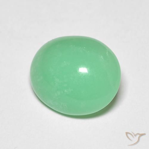 Crisoprasio naturale verde da 3,34 ct, taglio ovale, trasparente