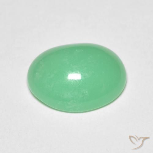 Crisoprasio naturale verde da 3,34 ct, taglio ovale, trasparente