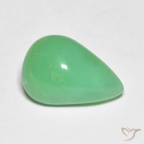 Crisoprasio naturale verde da 5,19 ct, taglio a pera, opaco