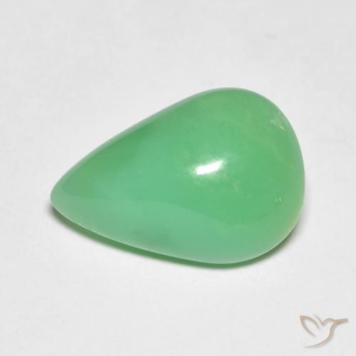 Crisoprasio naturale verde da 5,19 ct, taglio a pera, opaco