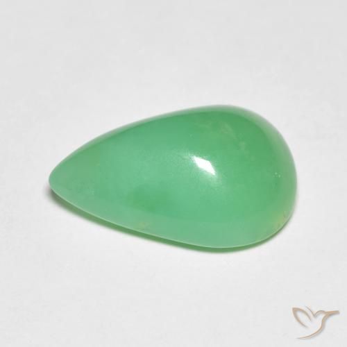 Crisoprasio naturale verde da 5,19 ct, taglio a pera, opaco