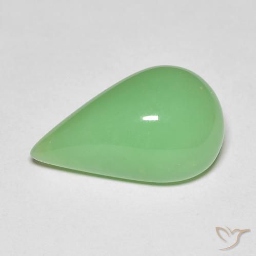 Crisoprasio naturale verde da 6,89 ct, taglio a pera, opaco