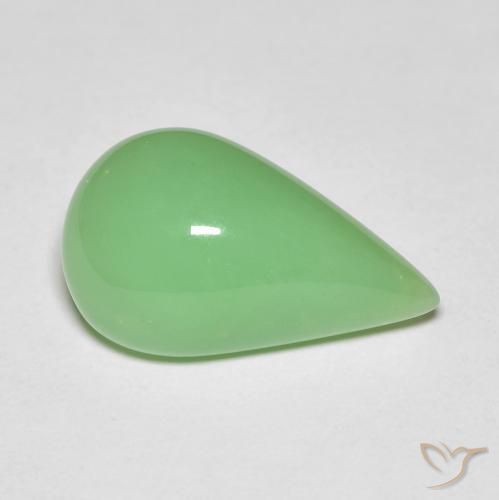 Crisoprasio naturale verde da 6,89 ct, taglio a pera, opaco
