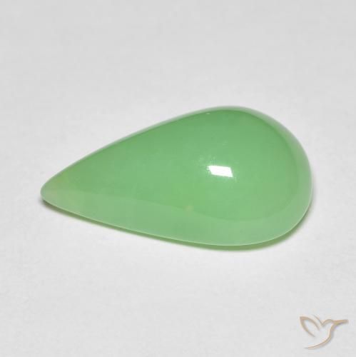 Crisoprasio naturale verde da 6,89 ct, taglio a pera, opaco