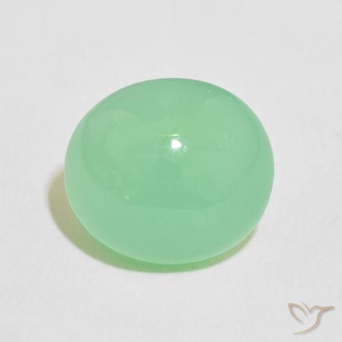 9.76ct Naturale Verde giallastro pallido Crisoprasio, Ovale, Traslucido