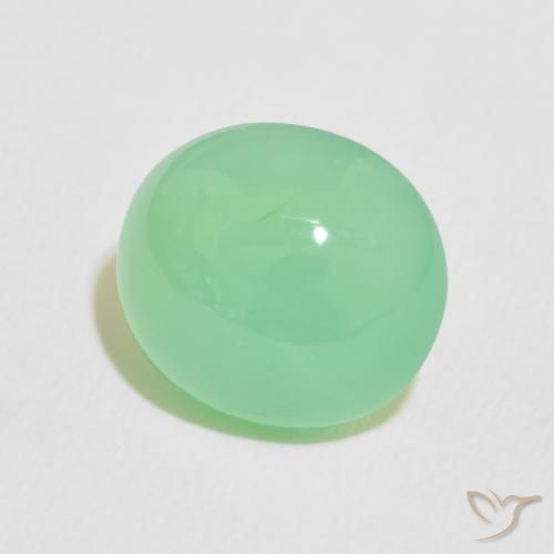 Crisoprasio Verde giallastro pallido naturale da 9.76 ct, Ovale, Traslucido