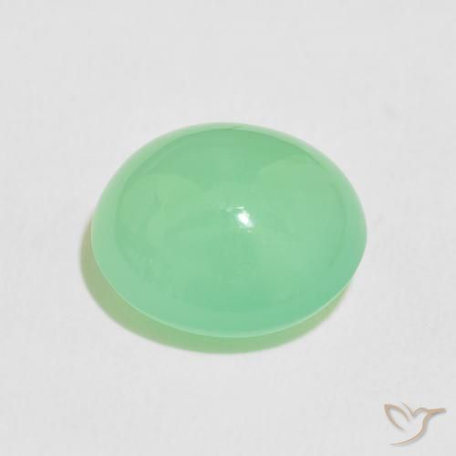 Crisoprasio Verde giallastro pallido naturale da 9.76 ct, Ovale, Traslucido