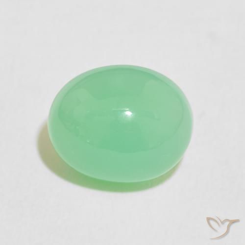 3.60ct Naturale Verde giallastro pallido Crisoprasio, Ovale, Opaco