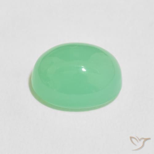 Crisoprasio Verde giallastro pallido naturale da 3.60 ct, Ovale, Opaco