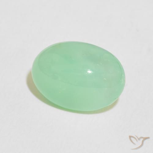 Crisoprasio Verde chiaro di trifoglio naturale da 4.68 ct, Ovale, Traslucido