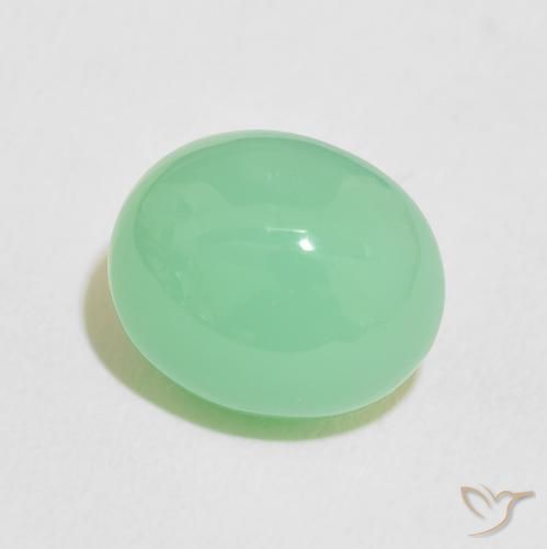 Crisoprasio Verde chiaro naturale da 5.14 ct, Ovale, Opaco