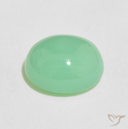Crisoprasio Verde chiaro naturale da 5.14 ct, Ovale, Opaco