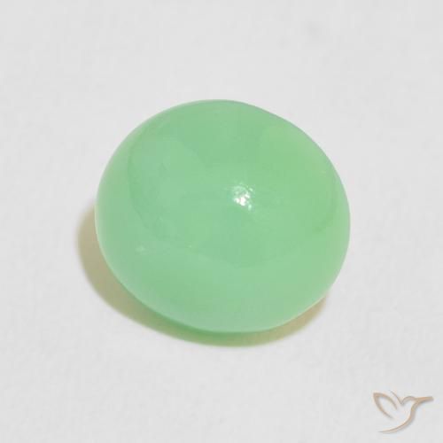 Crisoprasio Verde giallastro pallido naturale da 2.78 ct, Ovale, Traslucido