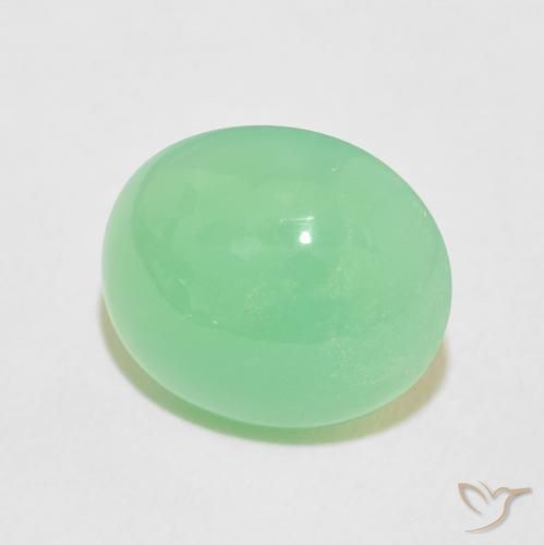 Crisoprasio Verde giallastro pallido naturale da 4.70 ct, Ovale, Opaco
