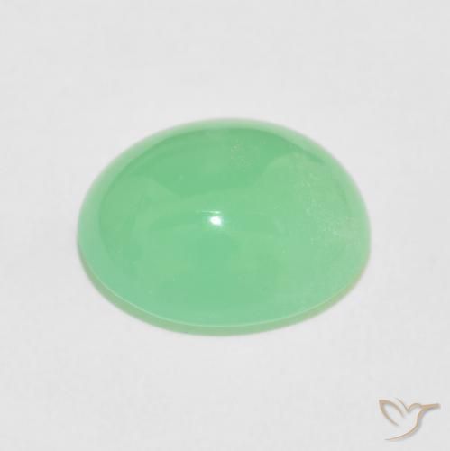 Crisoprasio Verde giallastro pallido naturale da 4.70 ct, Ovale, Opaco