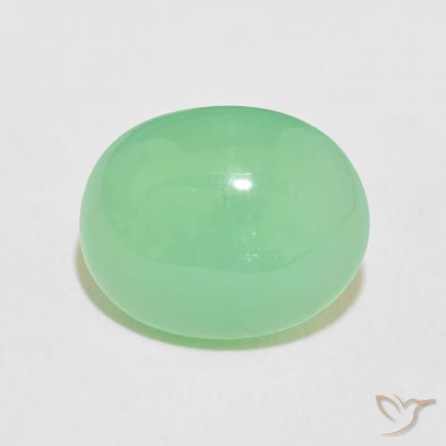 7.94ct Naturale Verde giallastro pallido Crisoprasio, Ovale, Opaco