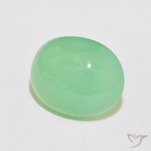 Crisoprasio Verde giallastro pallido naturale da 7.94 ct, Ovale, Opaco